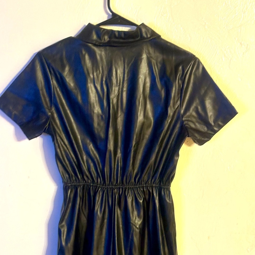 Used, Girls Faux Leather Jumper, Shorts. Size 14Y Black